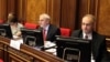 Armenia - Levon Zurabian (R), Aram Manukian (C) and other deputies from the Armenian National Congress attend a parliament session, Yerevan, 20Jun2012.