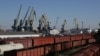Georgia -- Freight trains at the Black Sea port of Poti.