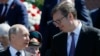 Predsednik Rusije Vladimir Putin i predsednik Srbije Aleksandar Vučić razgovaraju u Moskvi posle Parade pobede povodom obeležavanja 73. godišnjice poraza nacista u Drugom svetskom ratu. 9. maj 2018.