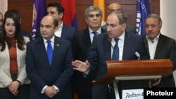 Armenia - Leaders of the opposition Civil Contract, Bright Armenia and Hanrapetutyun parties announce the creation of an electoral alliance in Yerevan, 12Dec2016.